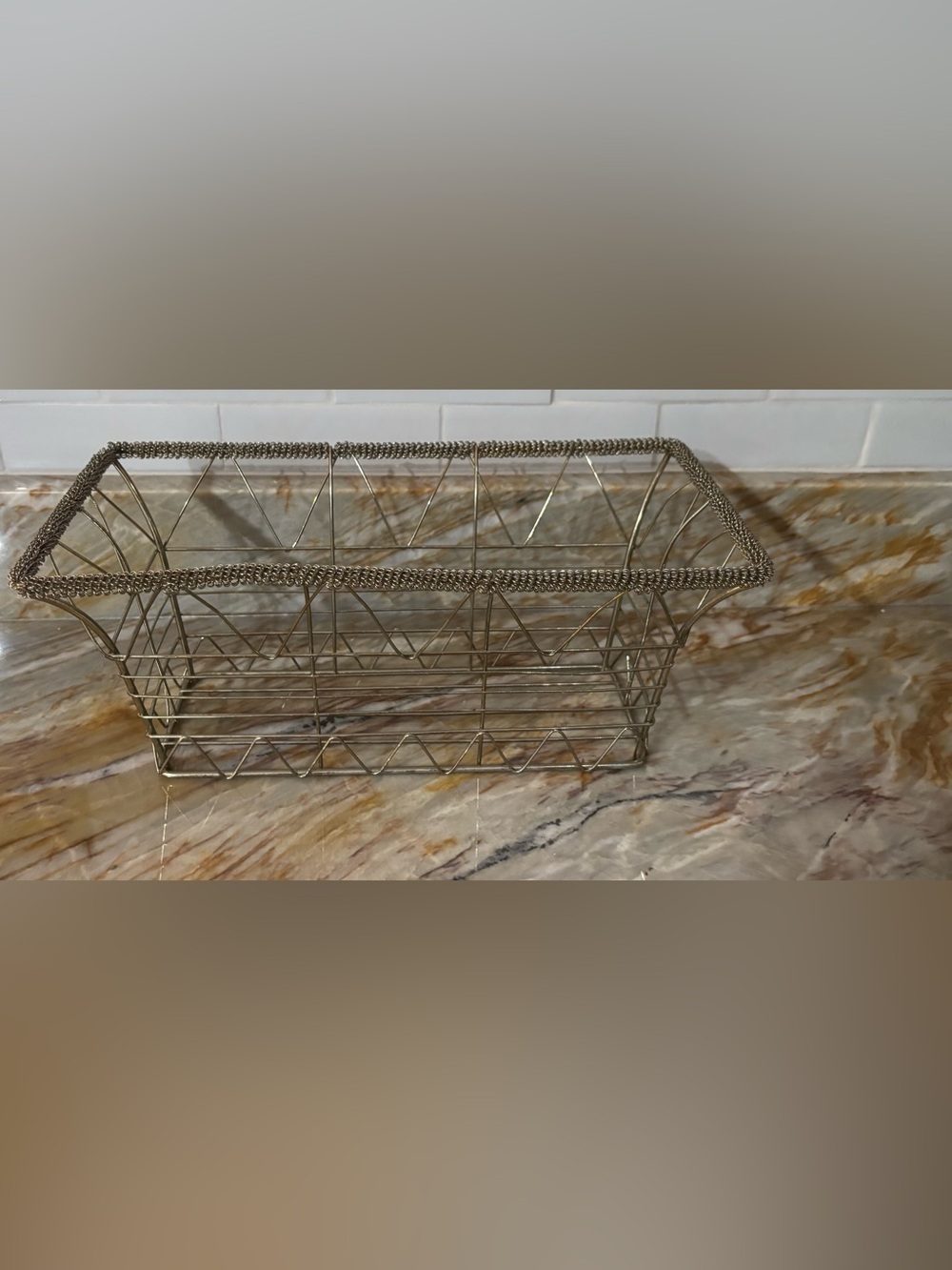 Vintage Decorative Wire Storage Basket - Silver